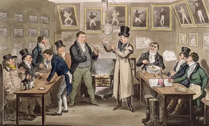 Le salon de Cribb : Tom présentant Jerry et Logic au champion d